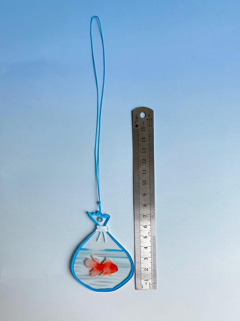 HongEast Goldfish in A Bag Car Charm,Cute Goldfish Car Hanging Ornament Pendant,Summer Fish Beach Decor Rear View Mirror Accessories for Women Men - Image 5